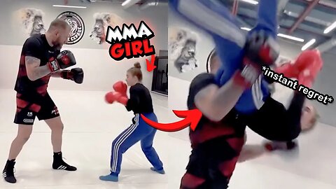 MMA Girl challenges Man and Regrets it