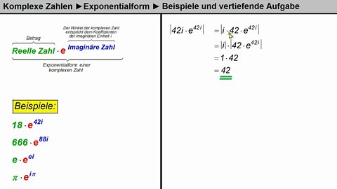 Komplexe Zahlen ► Exponentialform ► Übung und schwere Knobelaufgabe | 42·i · e^(42i) |