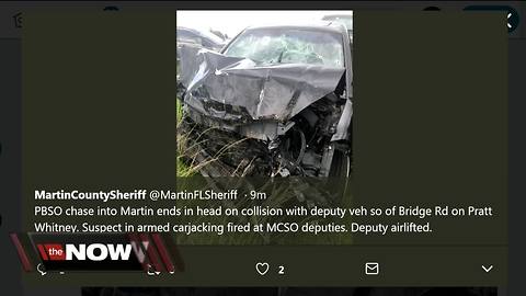 Police chase ends with Martin County deputy injured in head on collision