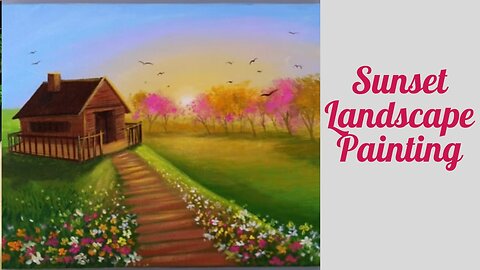 Sunset Landscape Painting | Scenery painting Easy For Beginners