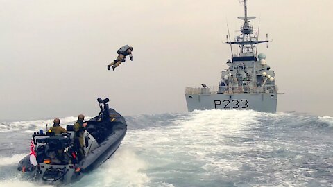 Crazy Military Jet suit Flight Royal Marines Boarding