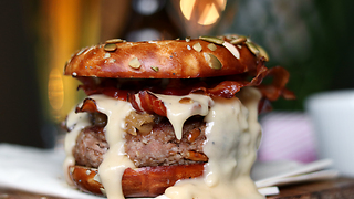 Cheesy Oktoberfest Burger Recipe Goes Great With Cold Beer