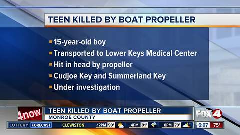 Fort Myers teen killed by boat propeller in the Keys