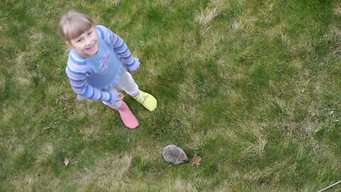 Zoriana and a baby hedgehog