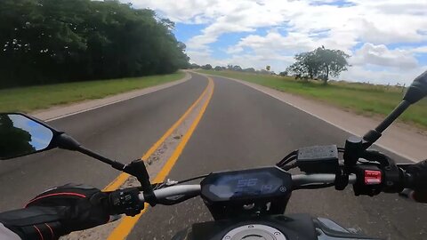 Yamaha MT07 rolling through the Texas Hill Country