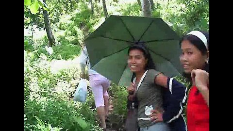 Walking In The Hard Road To Other Baranggay In Leyte Philippines