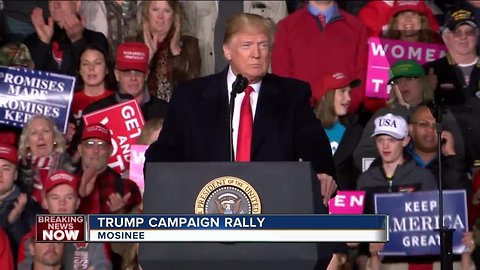 President Trump calls for civility, fans chant 'Lock her up' at Wisconsin rally