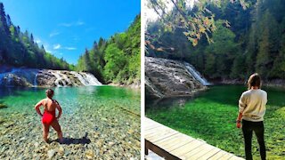 Cette chute à l'eau turquoise rouvre bientôt en Gaspésie et voici ce que tu dois savoir