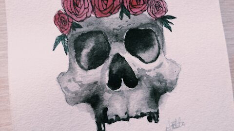 Watercolour Skull and Roses // Episode 38