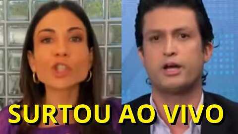 Amanda Klein surtou ao vivo na Jovem Pan com o entrevistado Alan Ghani