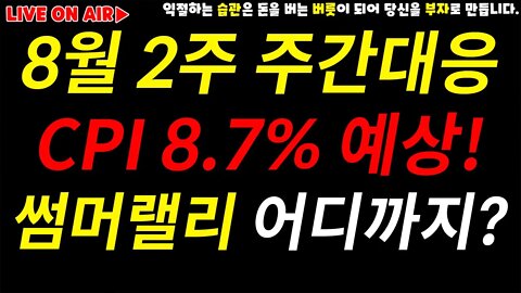 썸머랠리 어디까지 가나? 마곡빔 조심! | 8.7% CPI 예측치 소비자물가지수 발표 3일 남았다!|23K 박스권 대응!|경제전망 차트분석 투자비법 비트코인 실시간 방송 쩔코TV