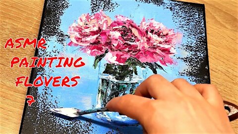 Painting Relaxing ASMR Music Asmr Painting | Abstract Acrylic Flovers Peonies | Part 7