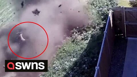 CCTV shows moment worker was sent flying through the air by a huge underground gas explosion