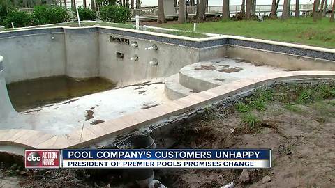 Customers say they are fed up months after spending a fortune on pools that sit unfinished