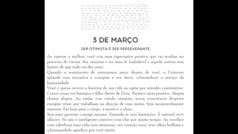 Meu livro da Consciência - Ser otimista é ser perseverante - 03 de março - Peixes