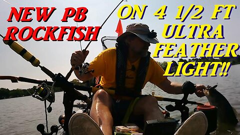 KAYAK ROCKFISHING WITH 4 1/2 FT ULTRA FEATHER LIGHT ROD!! MUST SEE!!