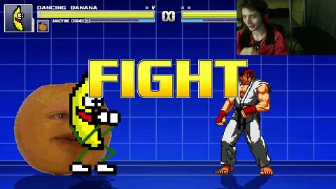 Fruit Characters (Annoying Orange And Dancing Banana) VS Ryu In An Epic Battle In MUGEN Video Game