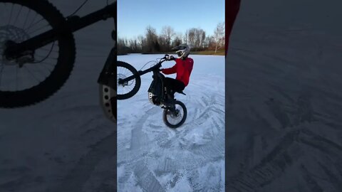 E-Bike Wheelie on THIN ICE #shorts