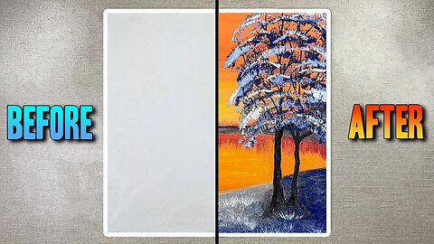 Afternoon Winter Acrylic Painting / for beginners