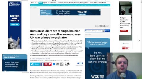 UN war crimes investigator claims Russian soldiers are raping men, women, and children