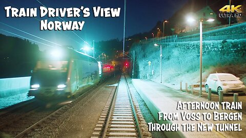 4K CABVIEW: Afternoon train to Bergen through the New Tunnel