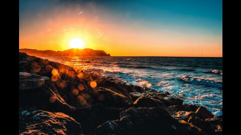 watching the sunset on the beach