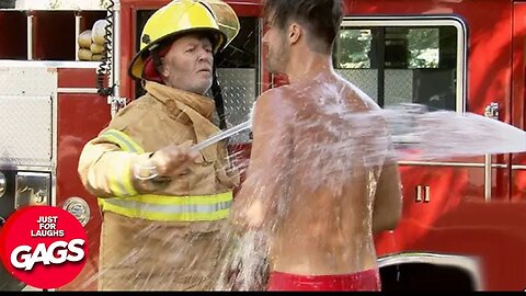 Firefighter Needs Help Scrubbing Prank 2024 - Just For Laughs Gags