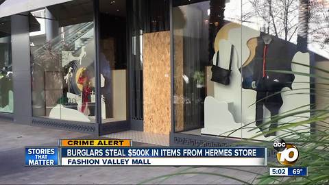 Burglars target Fashion Valley Hermes