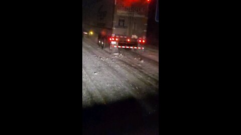 Clumps of snow on the road