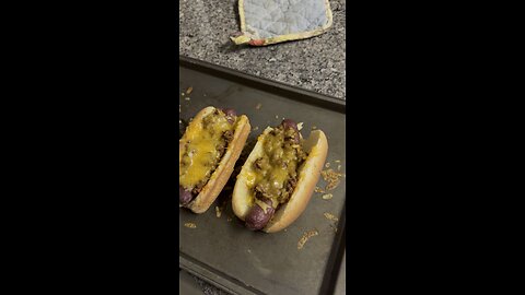 Wild hog venison chili hot dogs!