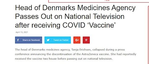 Denmark Head Of Medicines Agency Passes Out 2 Hours After Vaccine