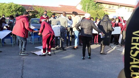 South Africa - Cape Town - SINETHEMBA SENIOR SECONDARY SCHOOL Staff and Pupils Marching against GBV (Gender Based Violence) (Video) (Bom)