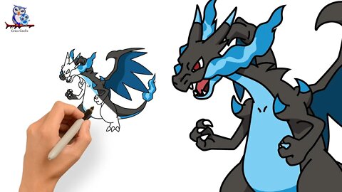 How To Draw Pokémon Mega Charizard X - Easy Tutorial