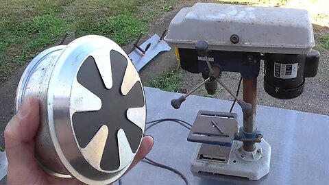 Old drill press + hoverboard motor = power tapping thingy