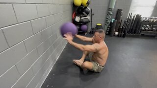 Medicine Ball Frog Position Toss