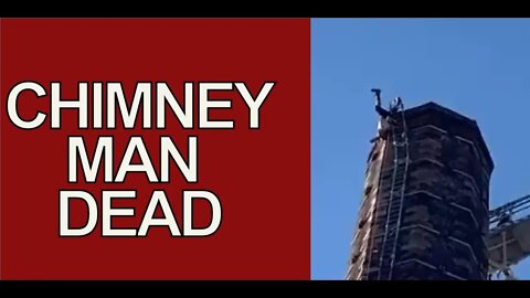 MAN ON CHIMNEY . GLESGA NEWS