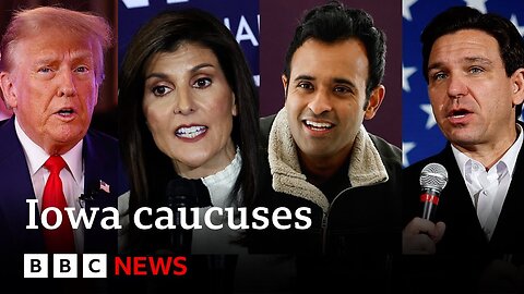 lowa caucus: Republican rivals make last-ditch bids to cut Trump's lead | BBC News