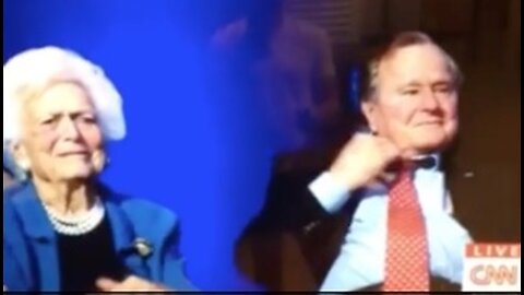 NWO Mafia boss George HW Bush motions "THROAT CUT" threat at then Candidate Donald Trump during Republican primaries debate.