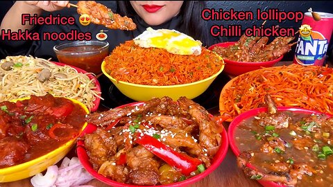 HAKKA NOODLES,CHICKEN LOLLIPOP,SPICY NOODLES,DRAGON CHICKEN,CHILLI CHICKEN,CHICKEN SATAY*ASMR EATING