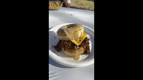 Kern County Fair Maple Donut Pulled Pork Cheese sandwich #foodie #foodporn #fairfood