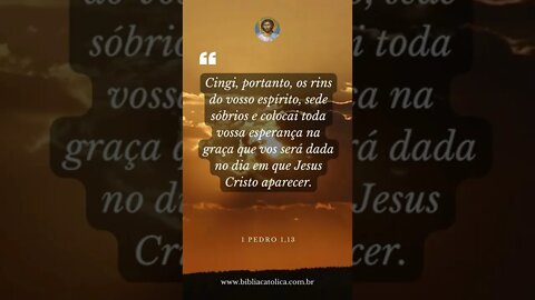 1 Pedro 1,13 - Cingi, portanto, os rins do vosso espírito, sede sóbrios e colocai toda vossa esperan