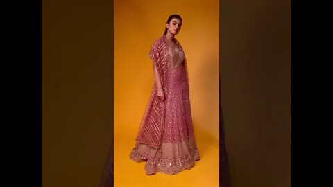 Pink Mirror Embroidered Net Indowestern Gown