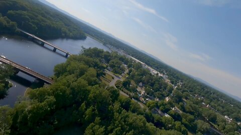 Drone Flies Over an Island