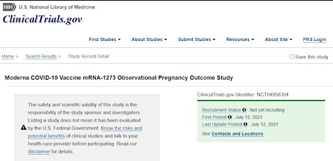 Urgent News - Moderna Covid Jab Trial on Pregnant WOMEN To Begin July 22 2021