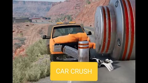 Car bollard barrier crush - beamNG.drive