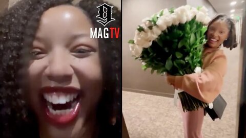 Chloe Bailey Gets Emotional After Sister Halle Surprises Her With Flowers! 💐