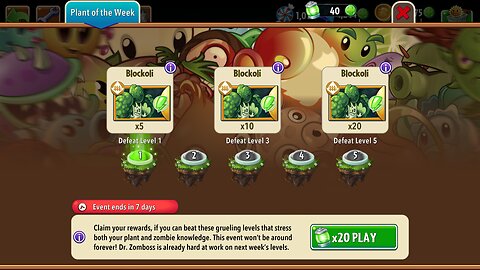 Plants vs Zombies 2 - Plant of the Week - Blockoli - May 2024