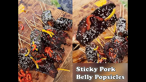 Sticky Pork Belly Popsicles 🍗 cocking food videos