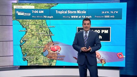 Tropical Storm Nicole forecast, 7:45 a.m. on Nov. 9, 2022