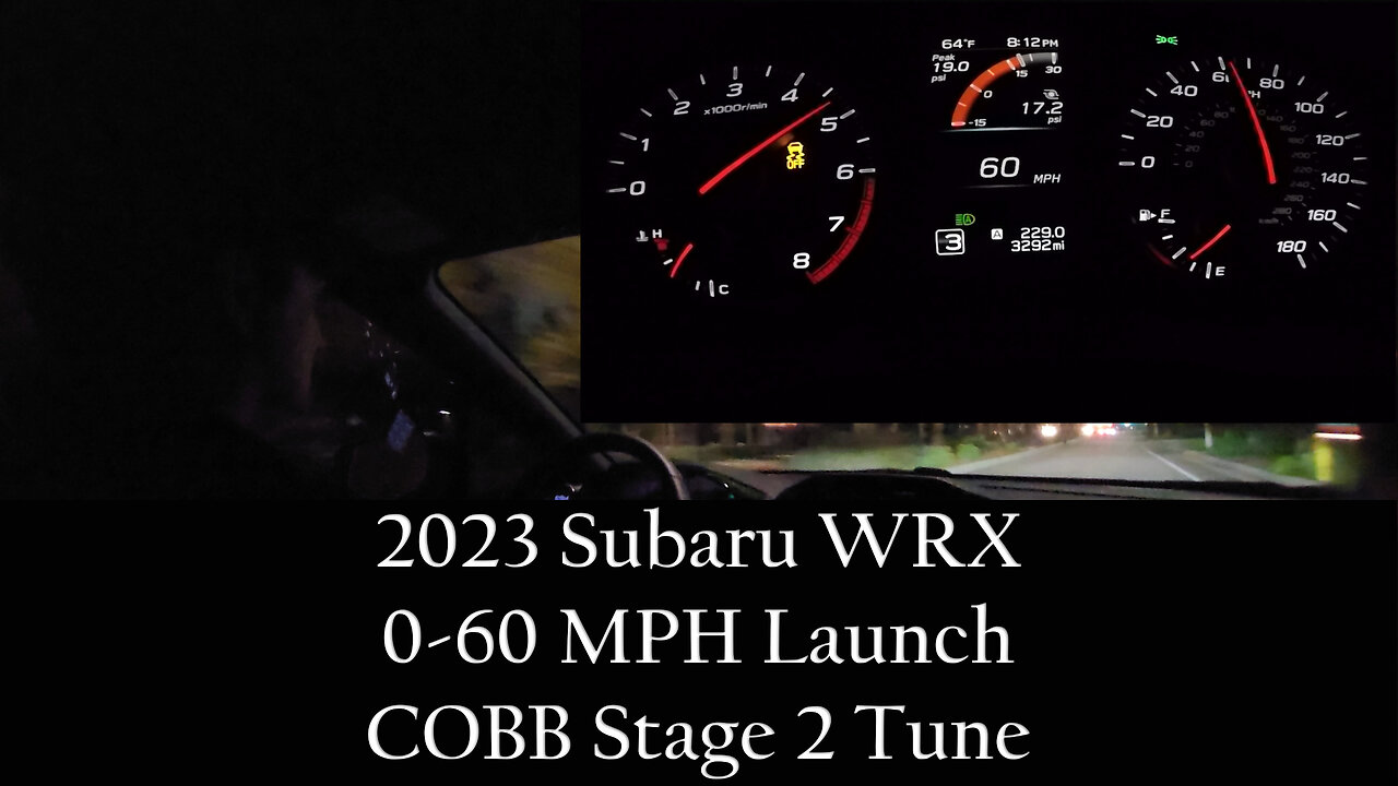 2023 Subaru WRX 060 MPH Launch COBB Stage 2 Tune